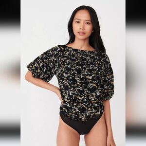 Intimately Free People Dessa Floral Bodysuit Black Ditzy Floral Size L